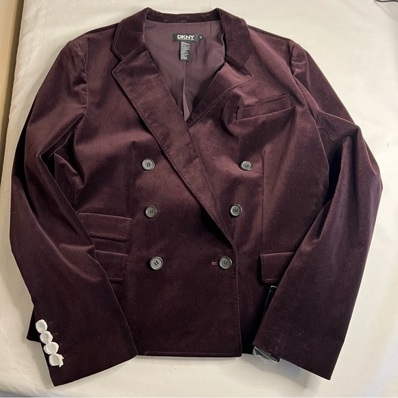 DKNY velvet‎ blazer orchid purple double breasted button front NWT women's 14 - Picture 1 of 12